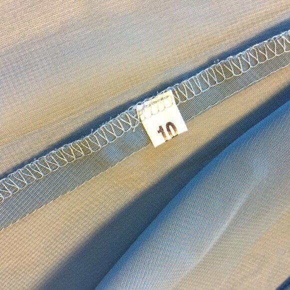 Sheer Feminine Blouse Teal Blue Medium Romantic Regal Ruffle - Picture 16 of 16